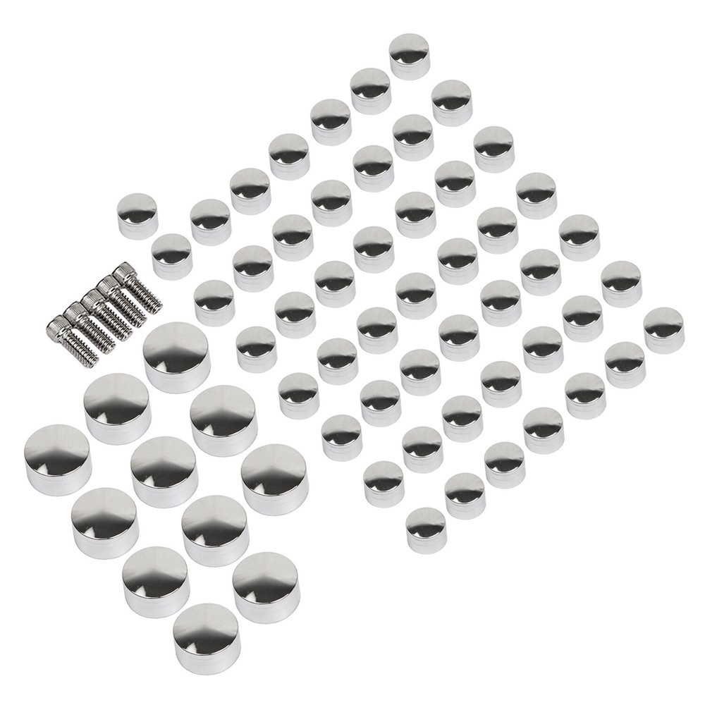 61x Chrome Engine Bolt Topper Cap Covers Screw For Harley Softail Classic FLSTC