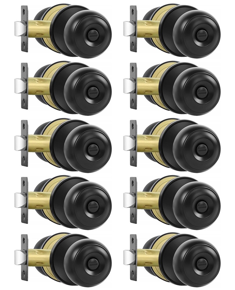 RAZCC Privacy Door Knobs, 10 Pack Matte Black Knobs with 10 Pack,