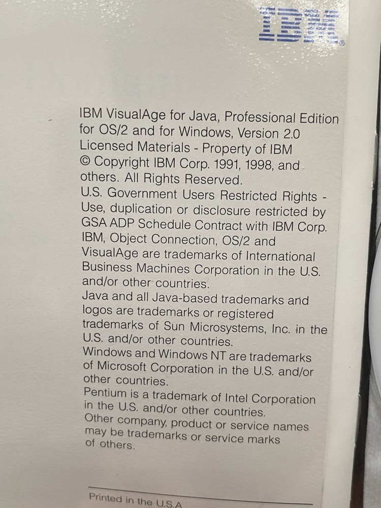 Visual Age for Java Enterprise Edition v2.0 IBM 2 CD Rom for 1998