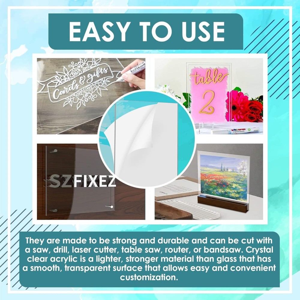 Acrylic Sheet Clear Extruded Plexiglass for Projects Display, Table Numbers