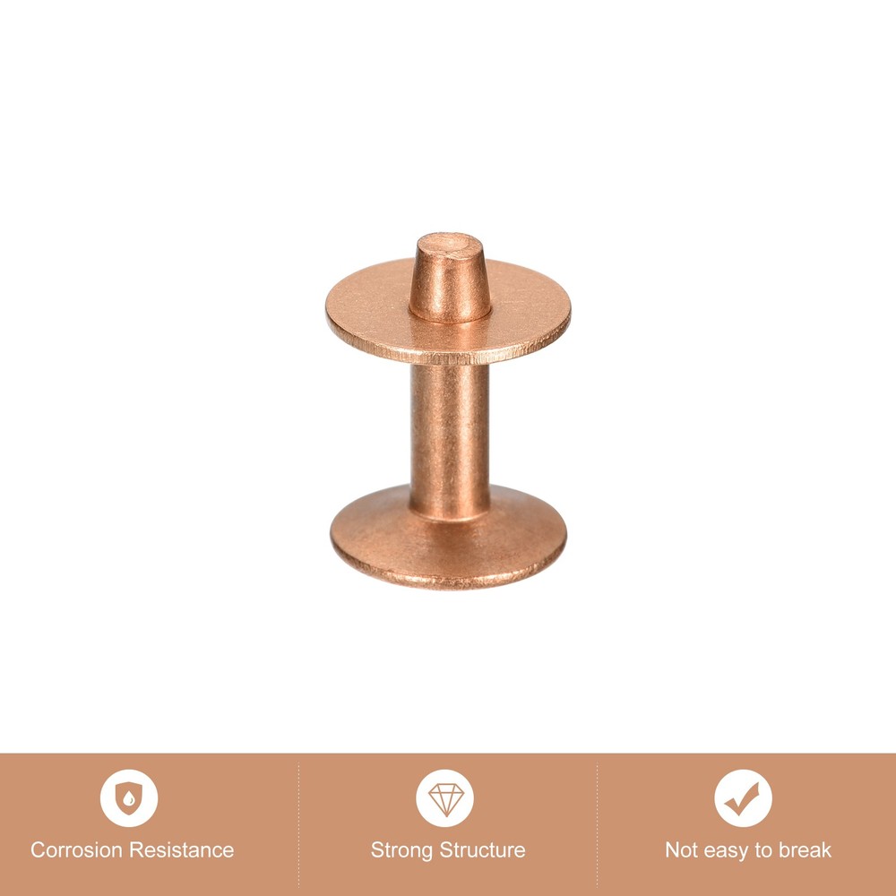 10 Set 9x3.3x14mm Solid Copper Rivets and Burrs Leather Fastener, Copper Tone