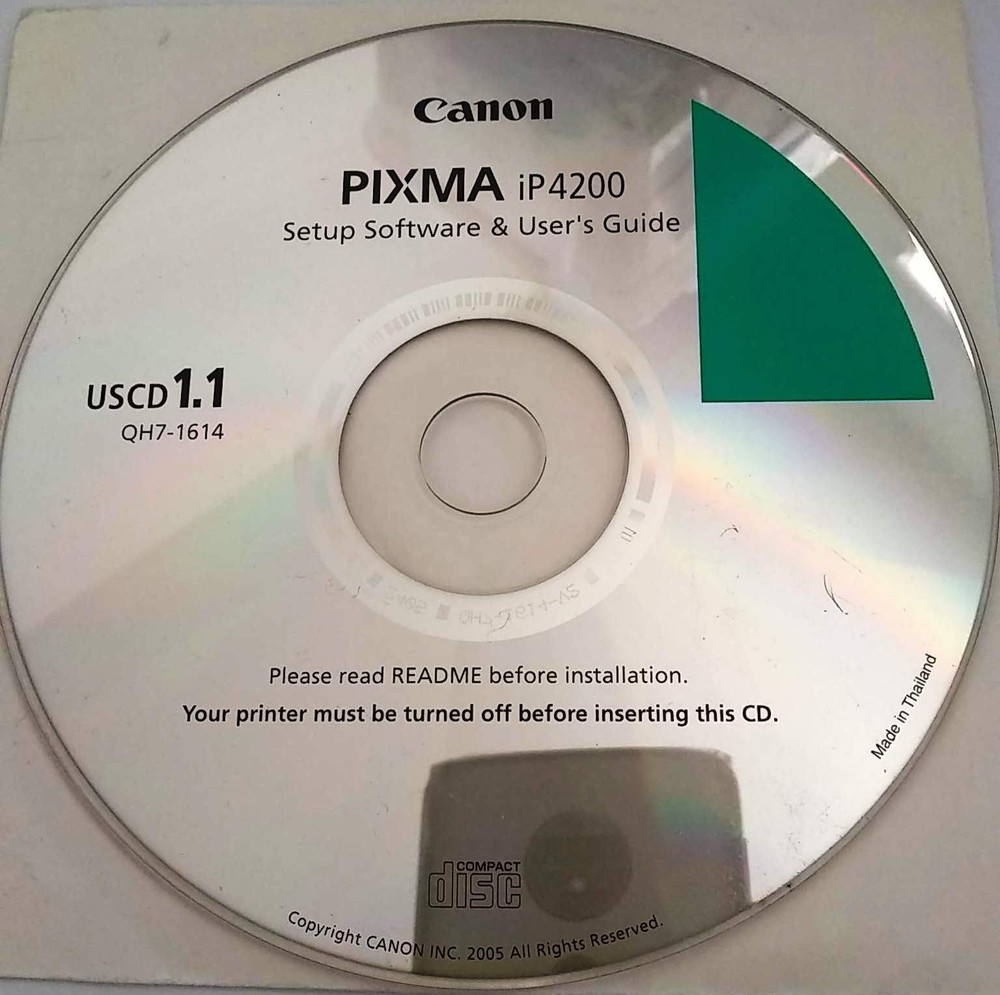 Canon PIXMA iP 4200 Software Setup & User's Guide CD