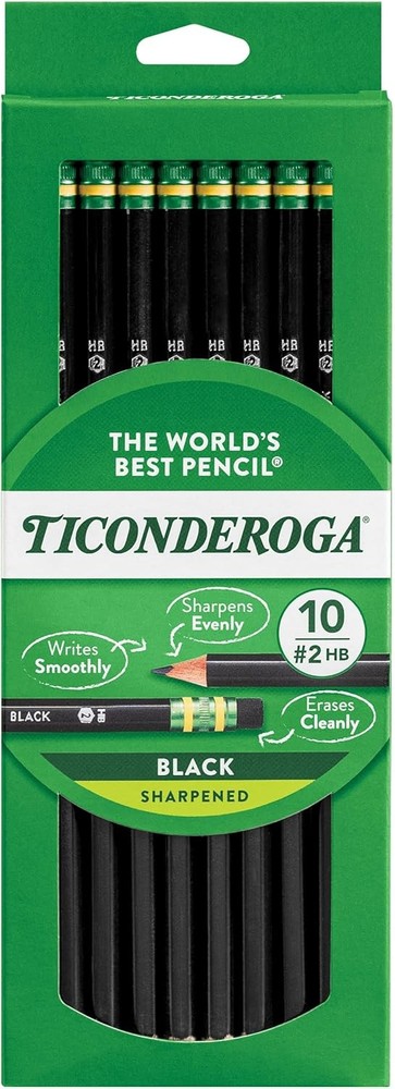 Wood-Cased Pencils, Pre-ened, 2 HB Soft, Bla
