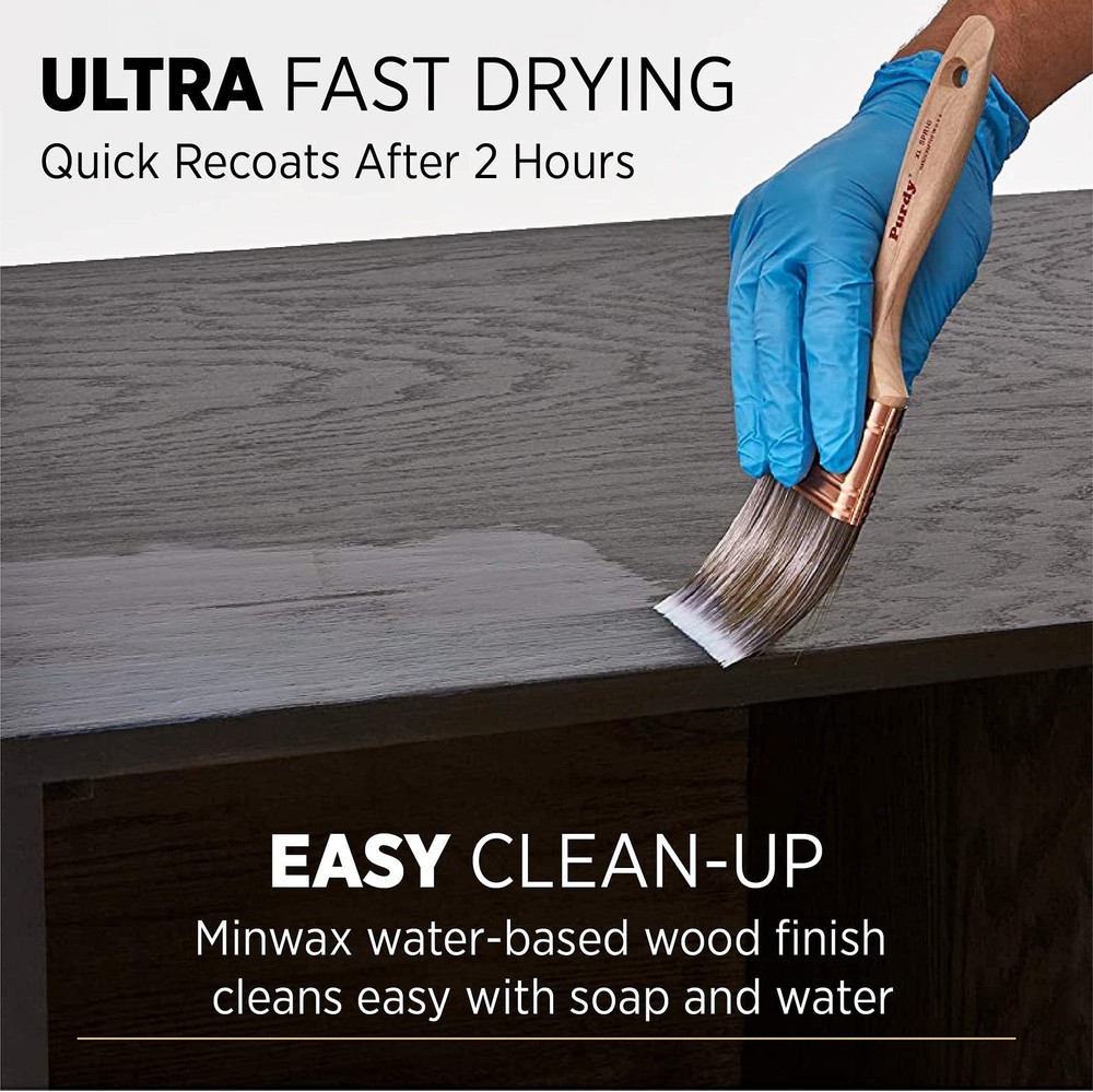 1/2 pt Minwax 25555 Clear Polycrylic Water-Based Protective Half Pint, Gloss