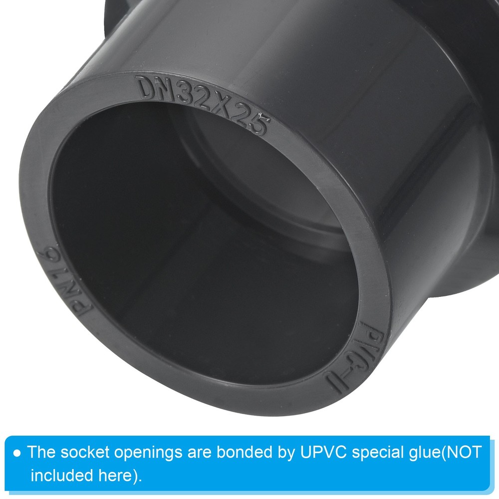PVC Reducer Pipe Fitting 1.6x1.3" Socket Coupling Adapter Connector, Grey