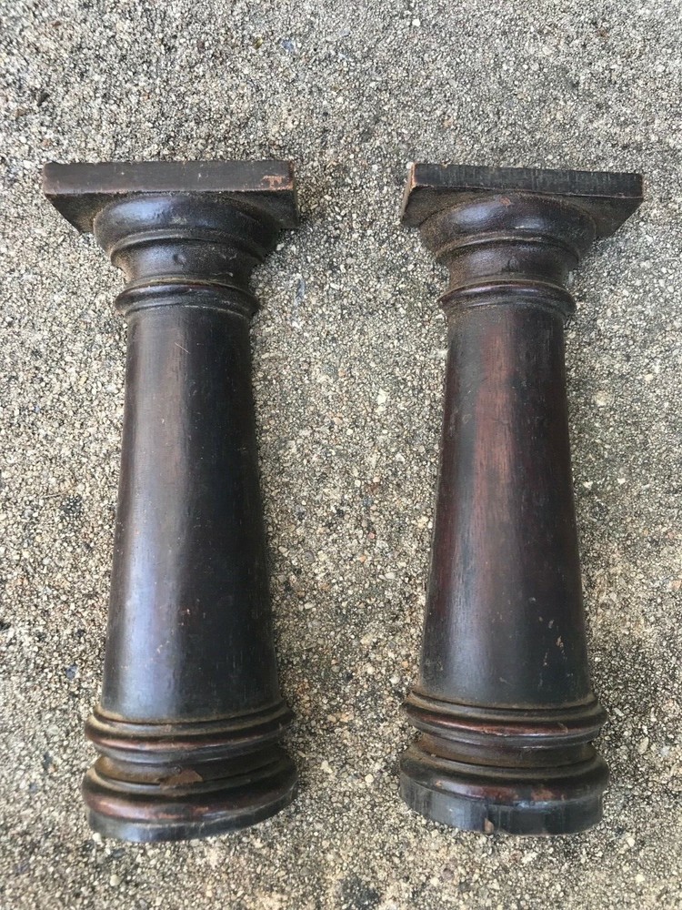 Pair of Small Salvaged Antique Mahogany half Columns