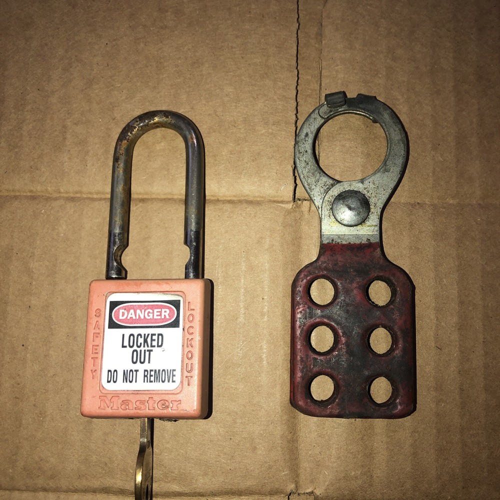 Master Lock "Danger Lock Out" Red Safety Key Padlock + Hasp
