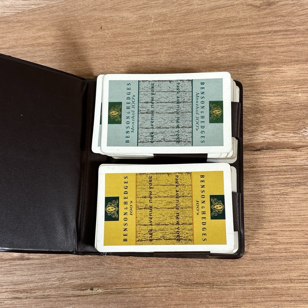 Benson & Hedges Cigarettes 100s Playing Cards with Brown Leather Case