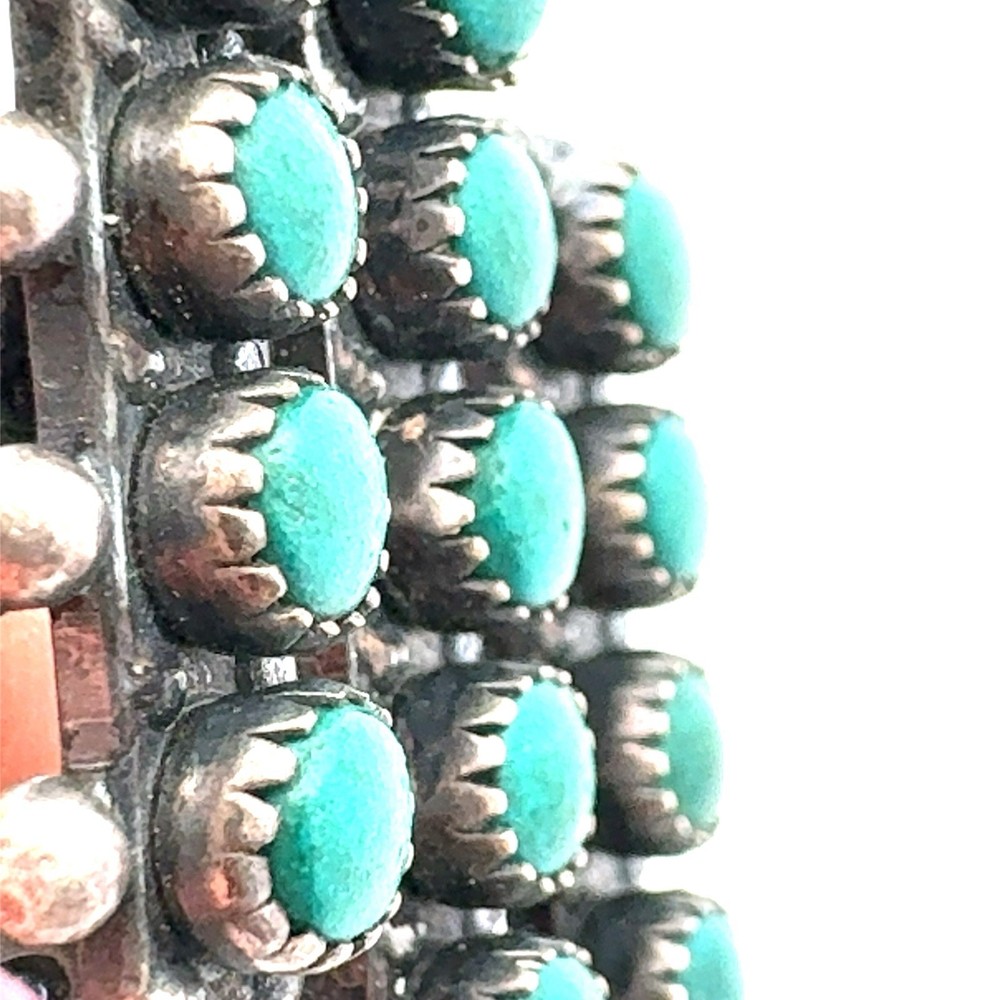 Native American 925 Sterling Silver Snake Eye Malachite 15 Stone Statement Ring