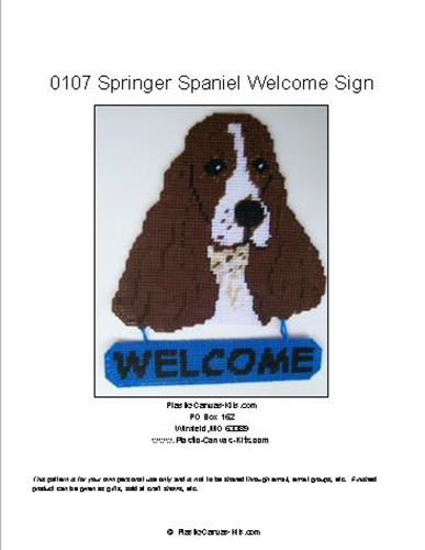 Springer Spaniel Dog Welcome Sign- Plastic Canvas Pattern or Kit