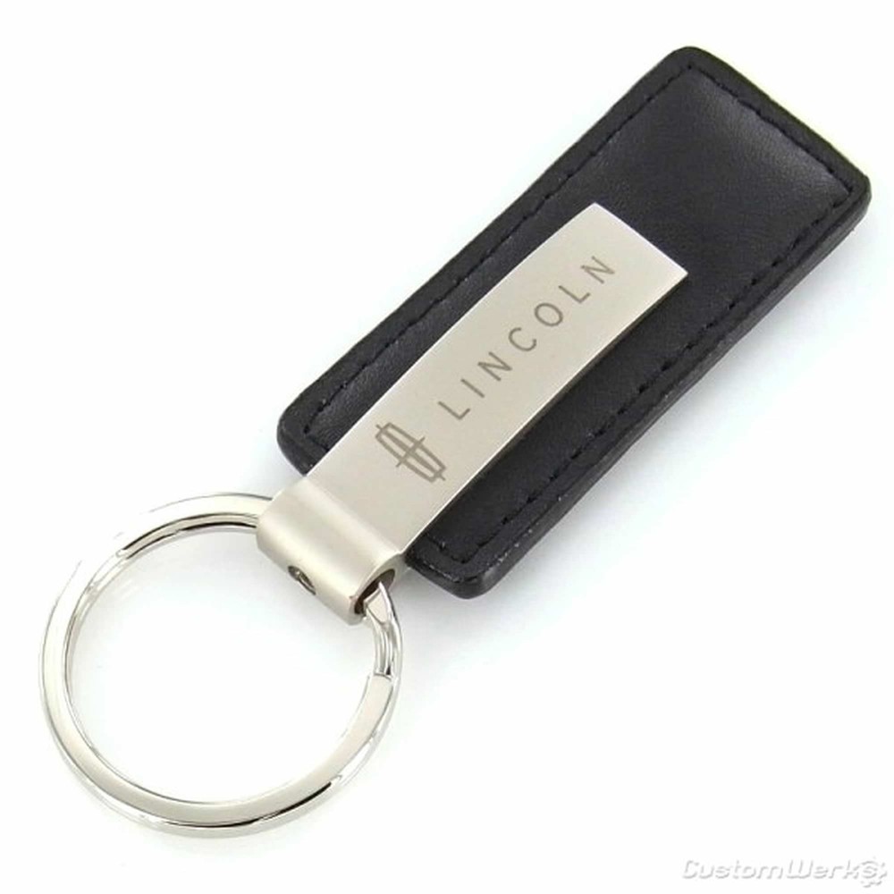 Lincoln Rectangular Leather Key Chain (Black)