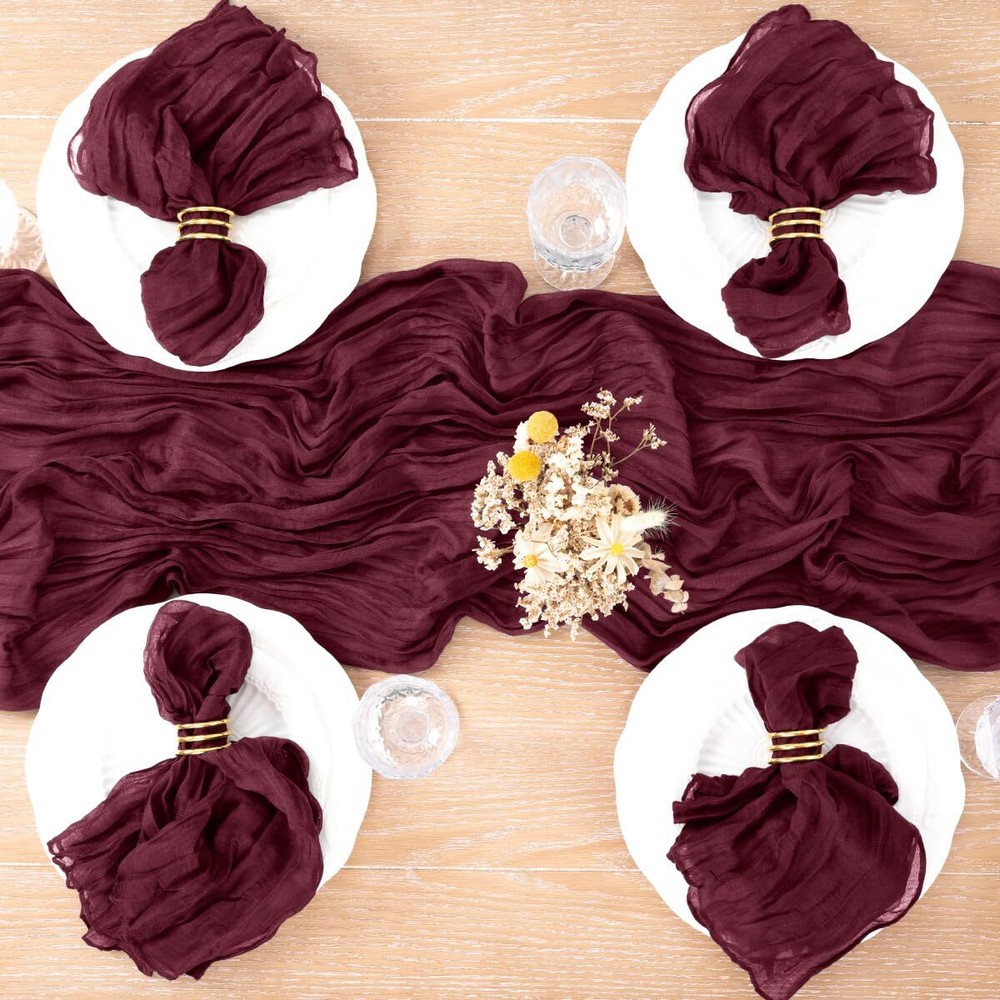 Halloween Burgundy Table Runner Cheesecloth Table Runner 10ft Gauze Rustic Fa...