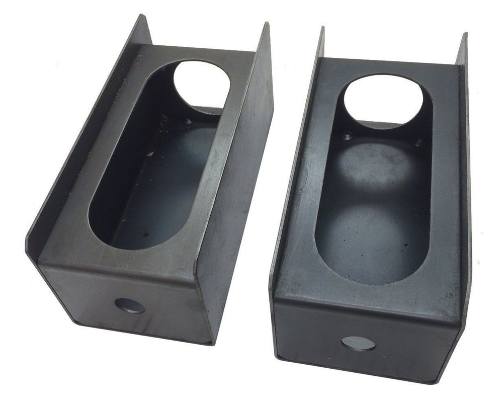 Set of 2 steel trailer 6" oval tail light/2" round side light mount boxes -24013