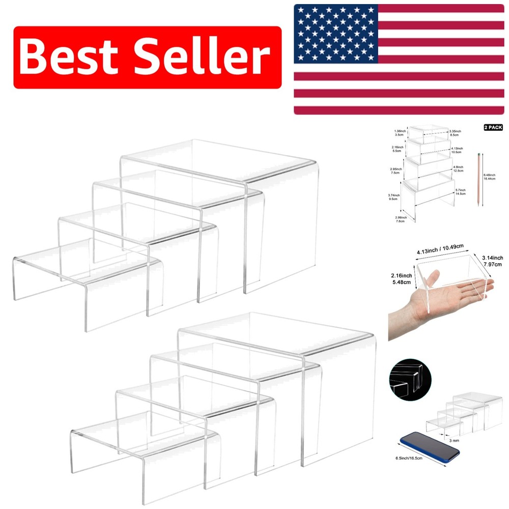 Multi-Purpose Acrylic Display Risers - 8-Pcs in Multiple Sizes for Home & Events