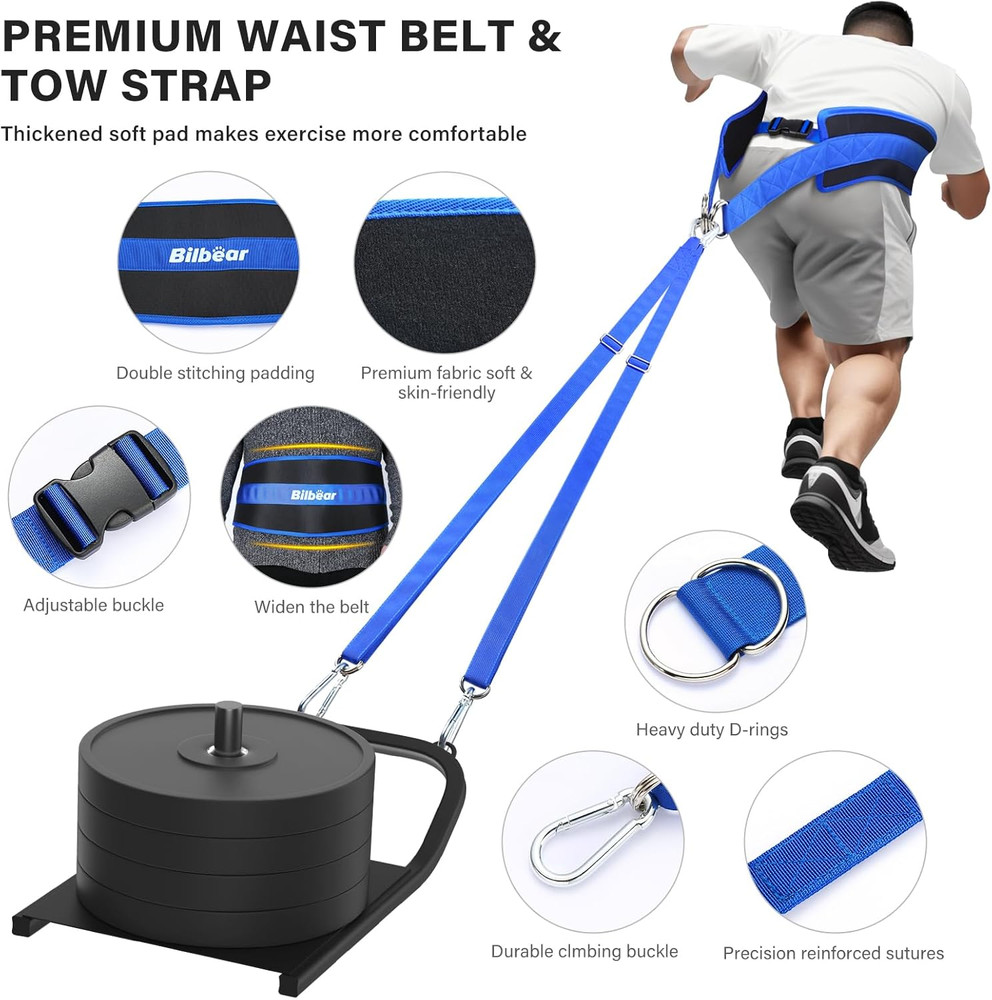 Adjustable Sled Pulling Belt with Straps for Strength and Resistance Training