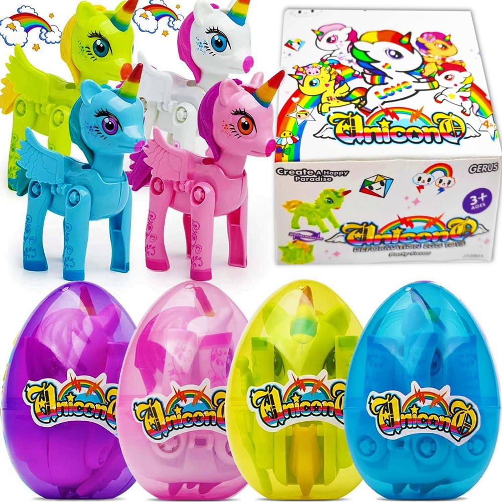 4 Pack Prefilled Easter Eggs with Toys 4 3/8" Plastic Easter Eggs Filled Toys