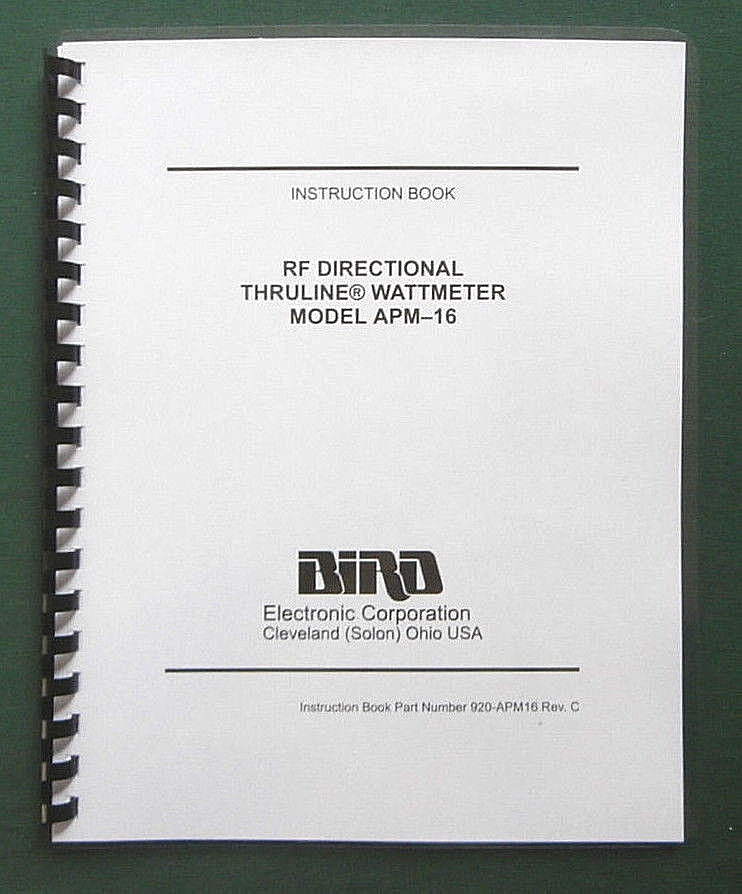 Bird APM-16 Instruction Manual - Comb bound & protective covers !