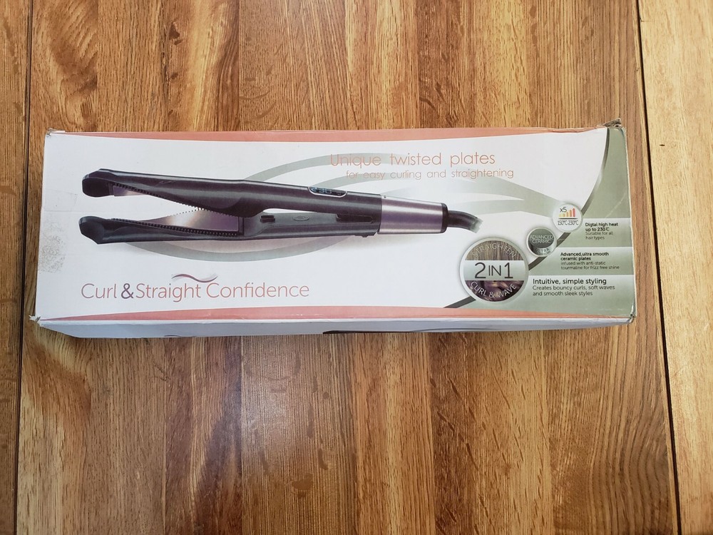 Curl & Straight Confidence Curl Flat Iron Unique 2 in 1 Twisted Ceramic Plates