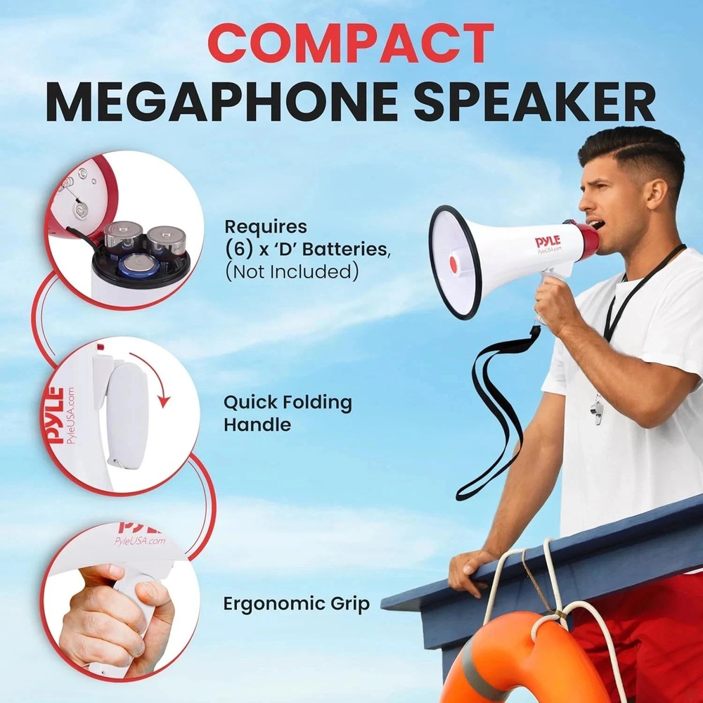 40 Watt Professional Megaphone Clear Sound & Ergonomic Grip - Multi-Function Wi