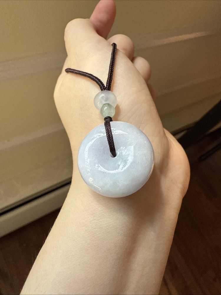 純天然翡翠A貨 老坑冰潤 肥嘟嘟平安扣 Genuine Grade A Jade Jadeite 淡淡紫 Certified