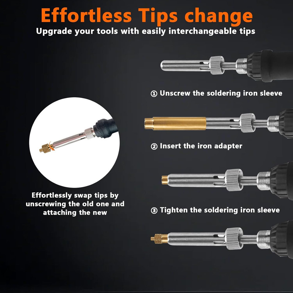 7 Heat Set Insert Tips & 1 Soldering Iron Adapter, Brass Heat-Set Insert Tips...