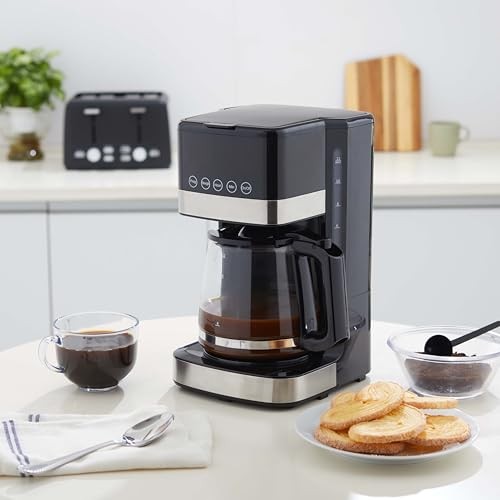 Amazon Basics Programmable 12 Cup Drip Coffee Maker, 12-Cup, Black & Silver