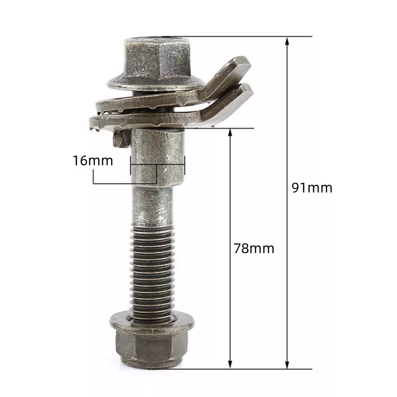 4PCS AUTO FRONT LEFT & RIGHT CAMBER BOLTS ALIGNMENT 16MM ADJUSTABLE CAM BOLT KIT