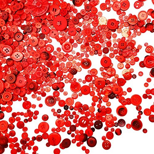 600-700Pcs Red Buttons for Crafts Bulk Button Red Assoted Size Red Craft Butt...