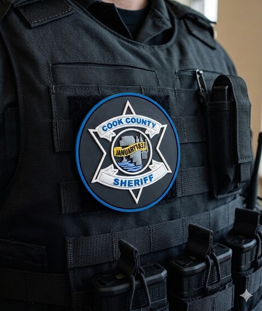Cook County Sheriff Patch With Hook And Loop Closure 4 X 4