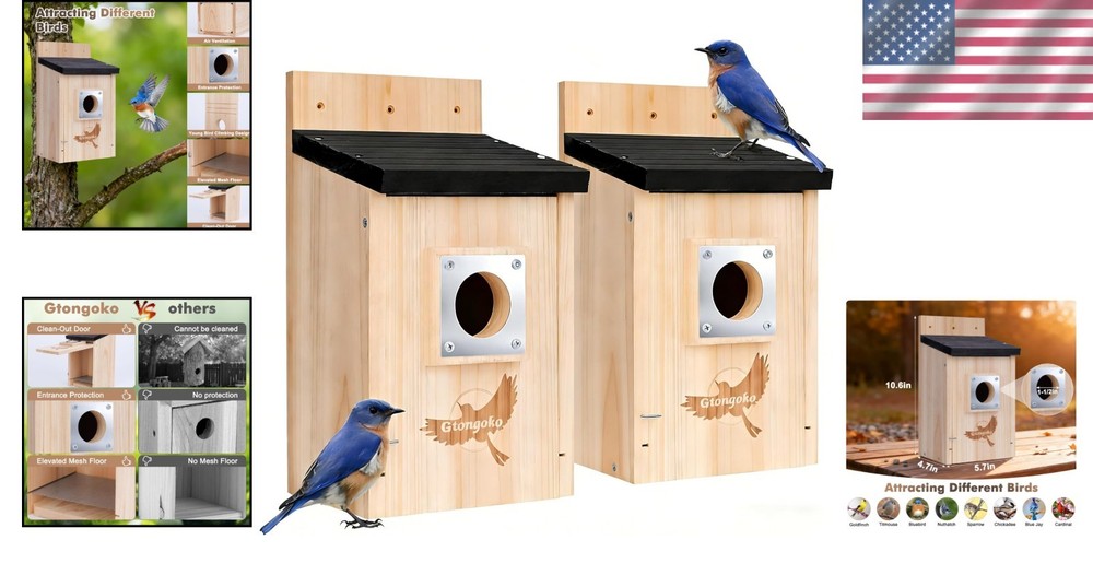 Dual Pack Bluebird Nesting Boxes with Metal Guard