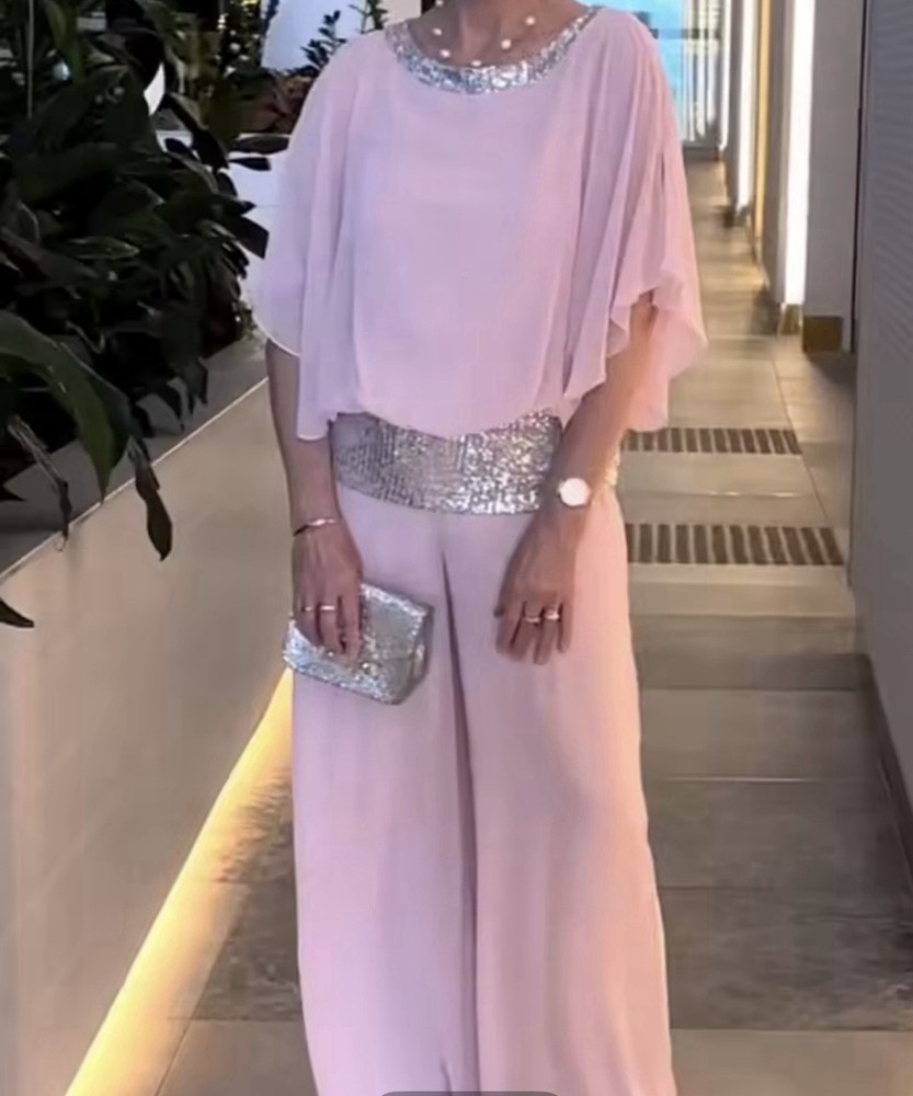 Pink Two Piece Sequin Trim Set