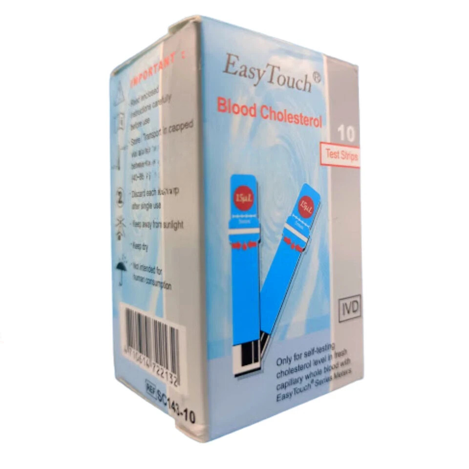 Original New 10 Test Strips Easy Touch For Cholesterol Level Check