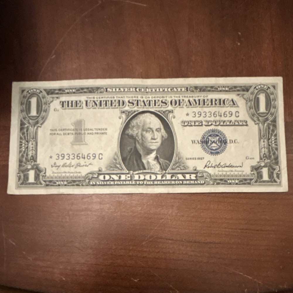 1957 $1 Silver Certificate Blue Seal Replacement Note 39336469C Circulated
