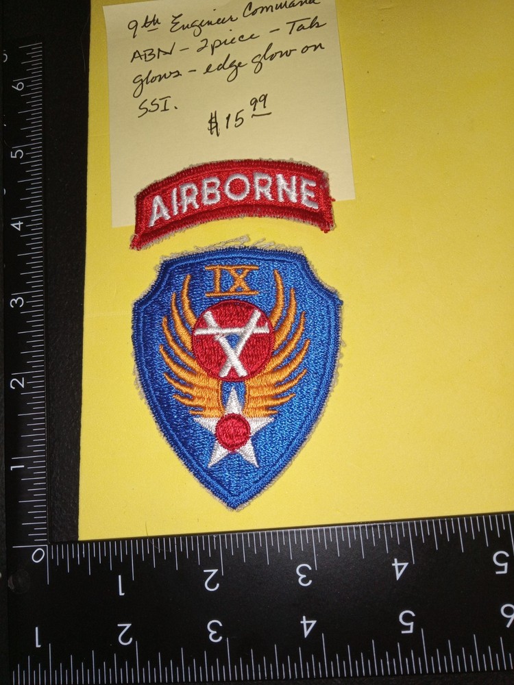 9th Engineer Command ABN - 2 piece - Tab Glows - Edge Glow on SSI Patch
