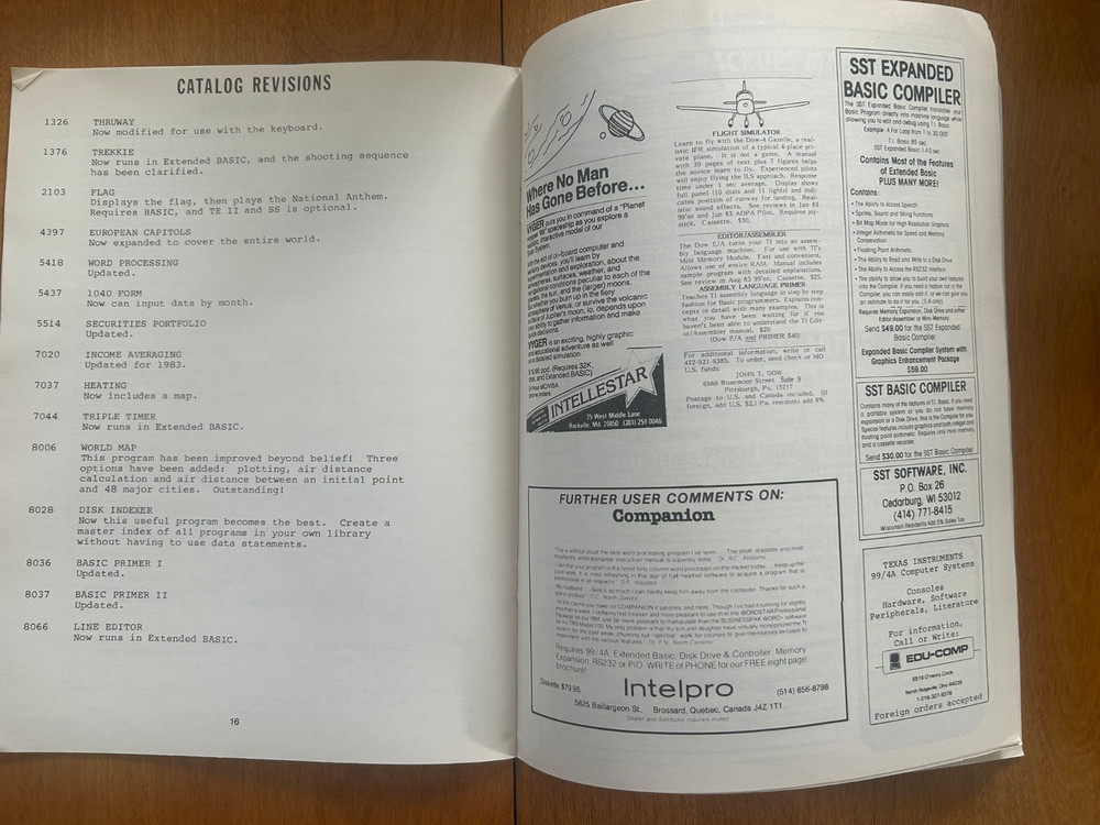 Vintage 1984 International 99/4 Users-Group Software Catalog