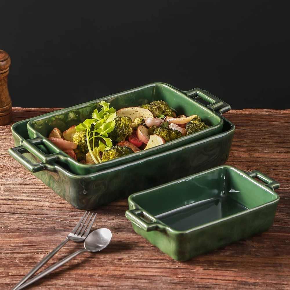 VICRAYS Ceramic Bakeware Set, Porcelain Rectangular Baking Dish, Baking Pan L...