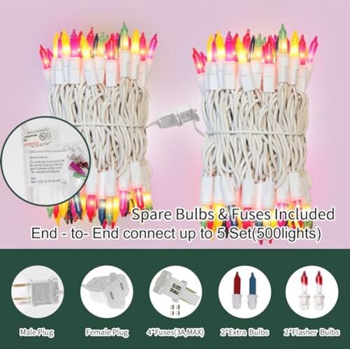 LAMPHOME Easter String Lights,Super-Bright Extendable 100 Multicolor-Easter