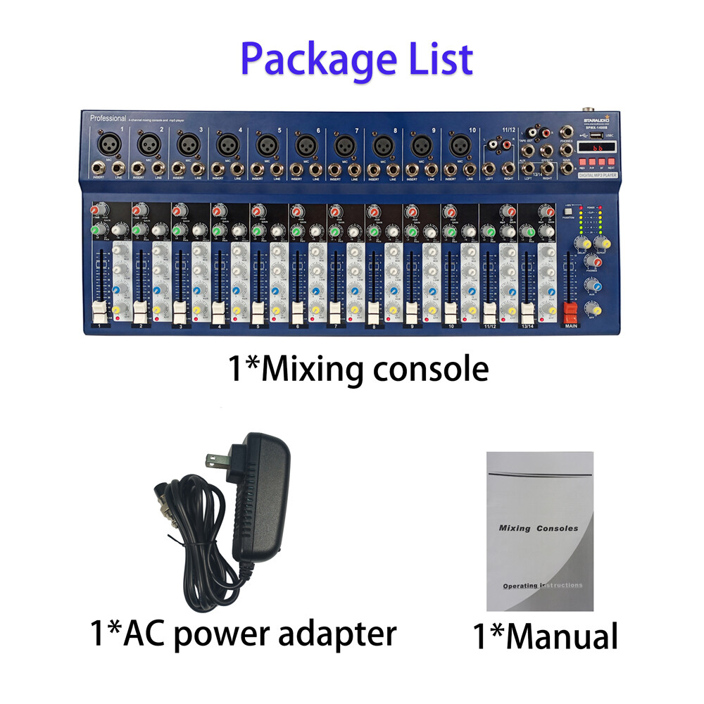 Pro 14CH Audio Mixer Function USB Mixing Console Stage Live Studio Mixer System