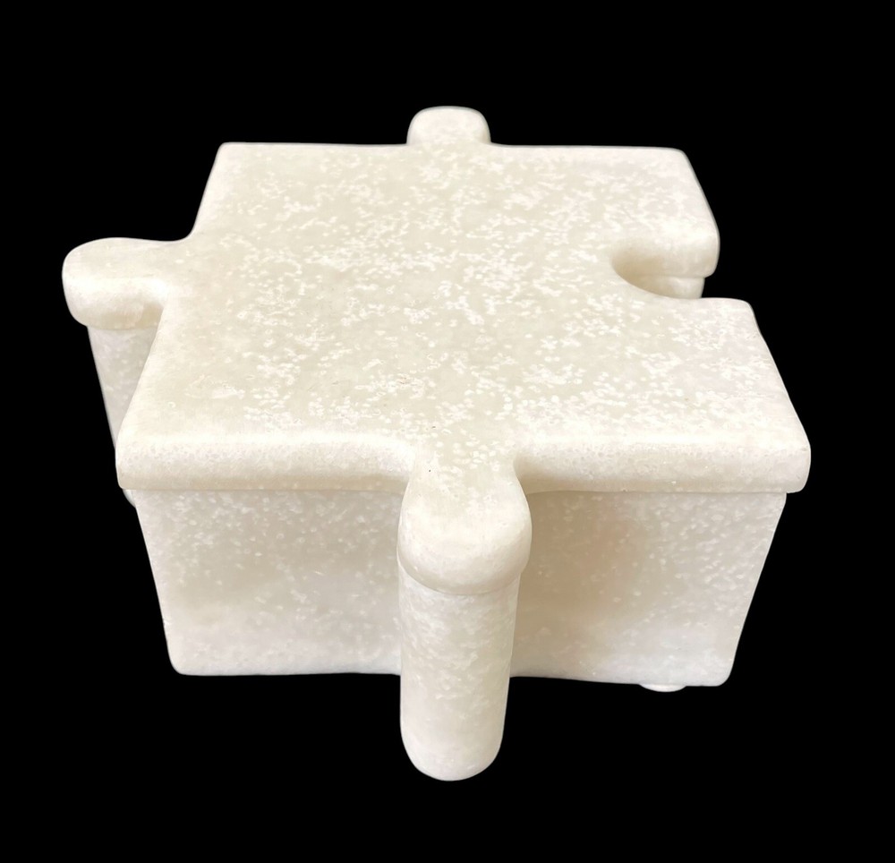 White Quartz Bianco Puzzle Piece Box. Tabletop Decor. MSRP 188.00