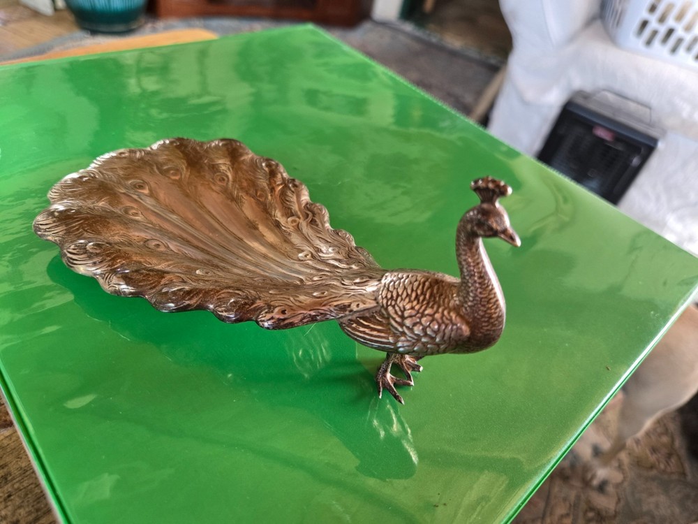 Gorham Peacock Antique Figural Bird Bowl Candy Dish Sterling Silver