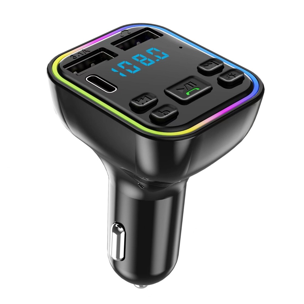 Wireless 5.0 Bluetooth FM Transmitter MP3 / USB / TYPE - C / PD Charger Adapter