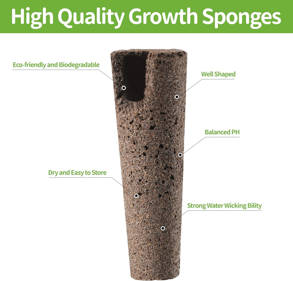30 Pack Grow Sponges Replacement Seed Pods for Hydroponic Systems with Labels