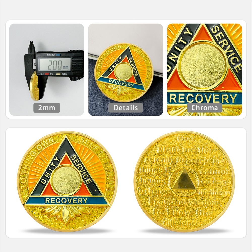 Personalized 1-65 Years Alcoholics Anonymous AA Chips Medallion Sobriety Coin