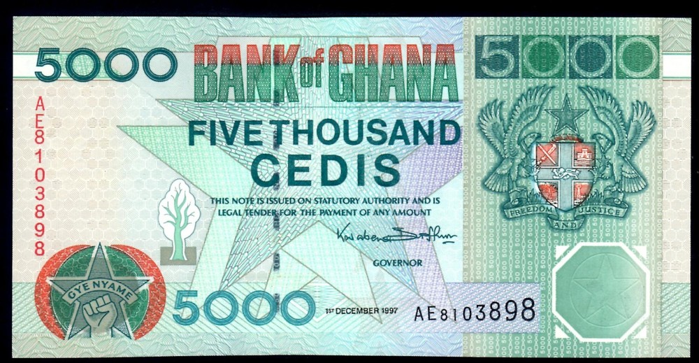 Ghana 5000 Cedis, 1997, P34b Mint Unc