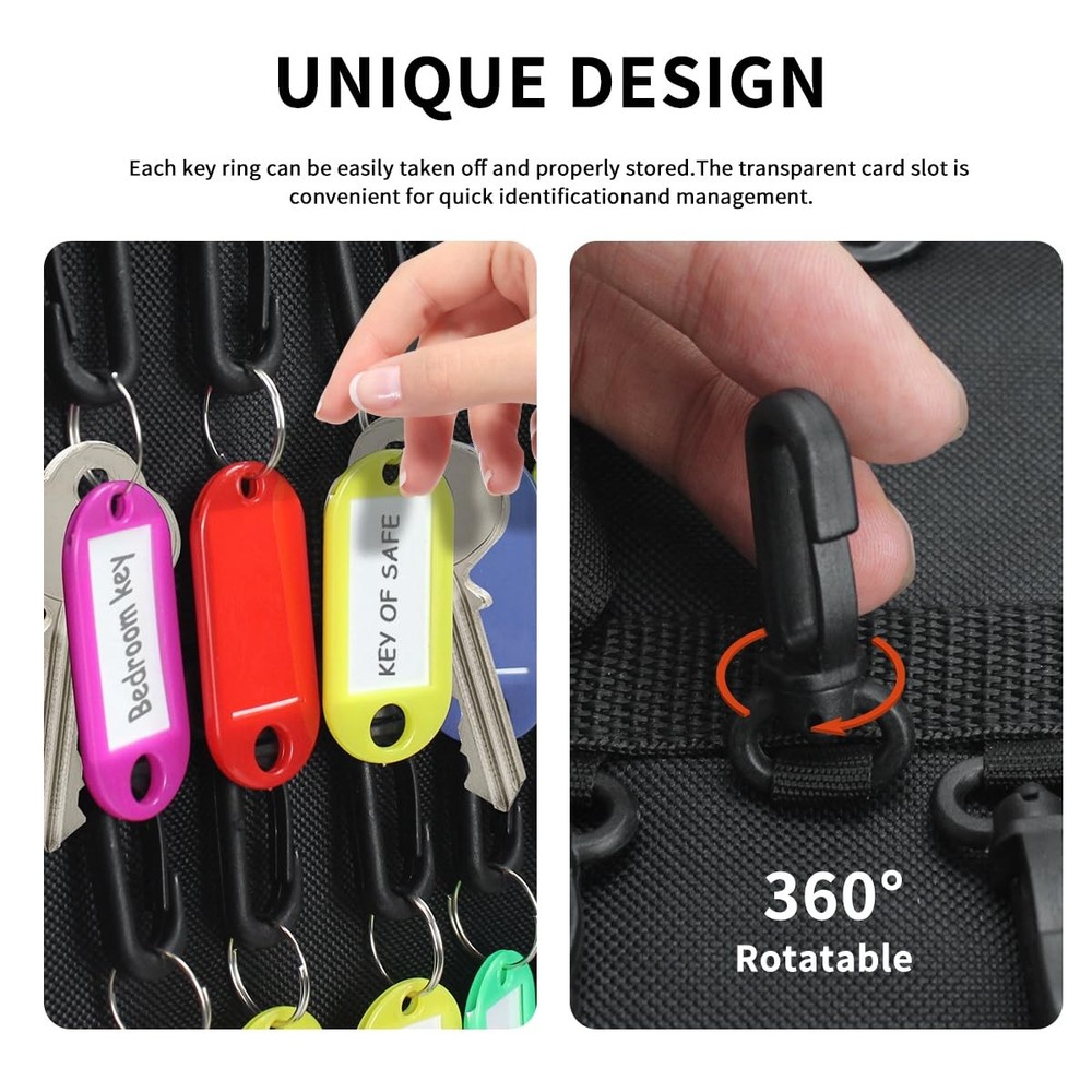 Zippered Key Organizer Case Waterproof and Fireproof Key Binder with 60 Hooks...
