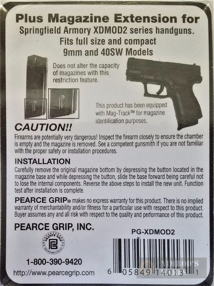 Pearce Grip SPRINGFIELD XD Mod. 2 Mod2 Grip Extension PLUS PG-XDMOD2 FAST SHIP