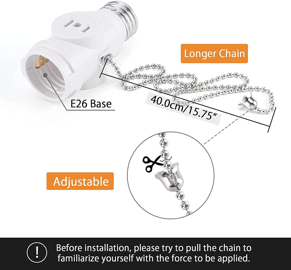 2PACK ADAPTOR CONVERTER STANDARD SCREW BASE LIGHT BULB SOCKET TO 110V AC PLUG