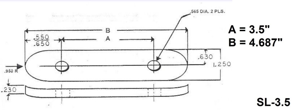 Shackle Link Strap 3.5" on Center Trailer Leaf Spring Axle fits Dexter ALKO Axis
