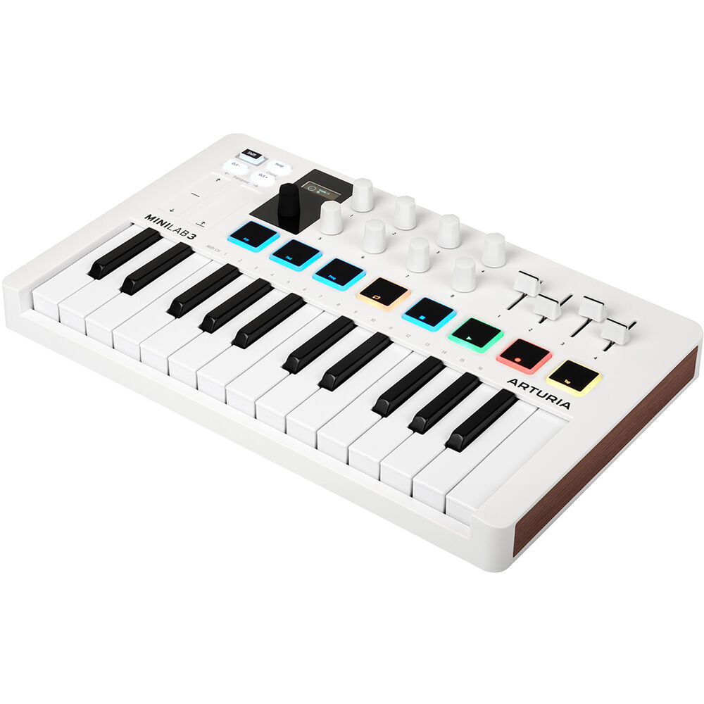 Arturia MiniLab 3 Compact MIDI Keyboard and Pad Controller (White) Bundle with 6