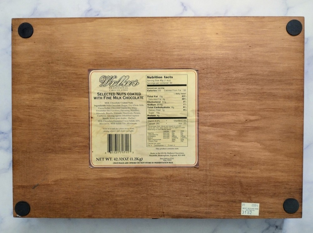 Walker's Chocolates Wood Candy Box 2004
